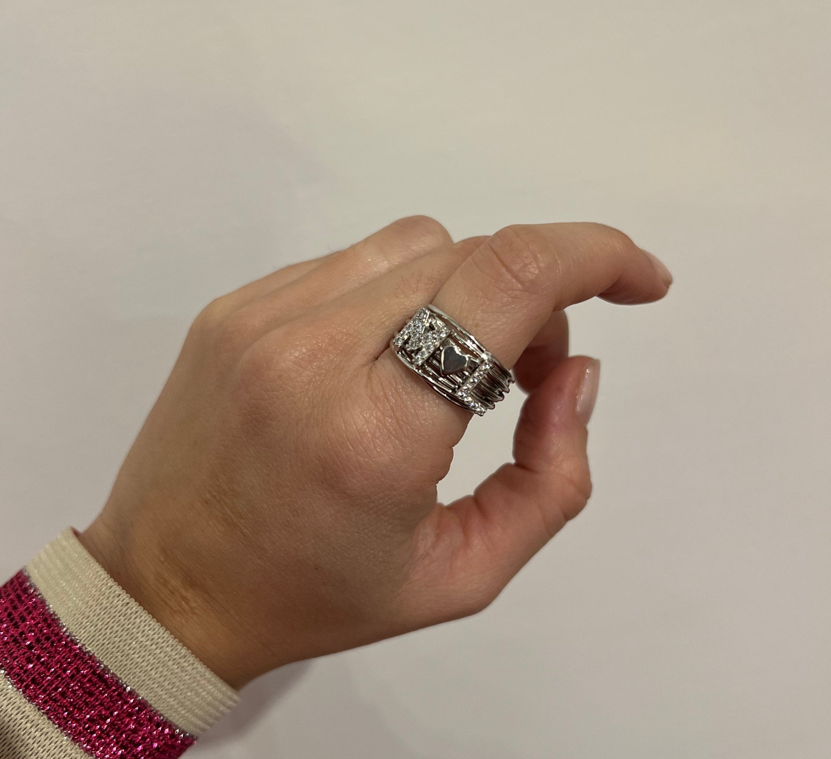 Anello Filo della Vita Lettere e Mini Heart