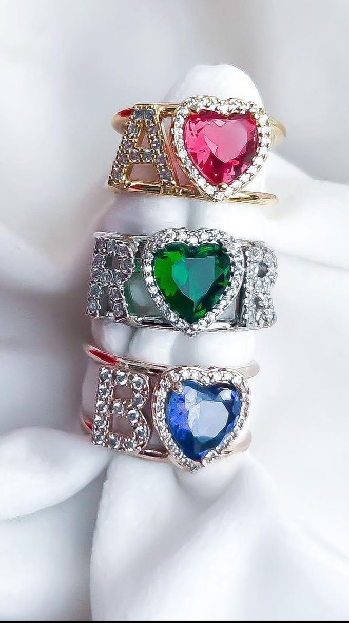 Two Letter Heart Ring