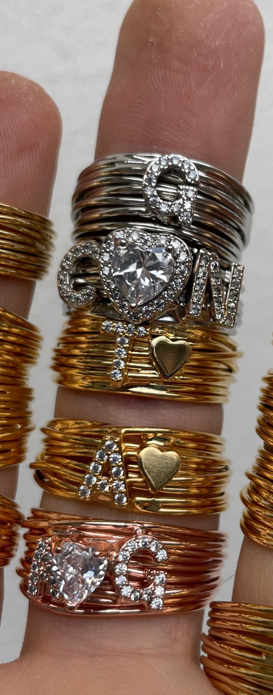 Anello Filo della Vita Lettere e Mini Heart
