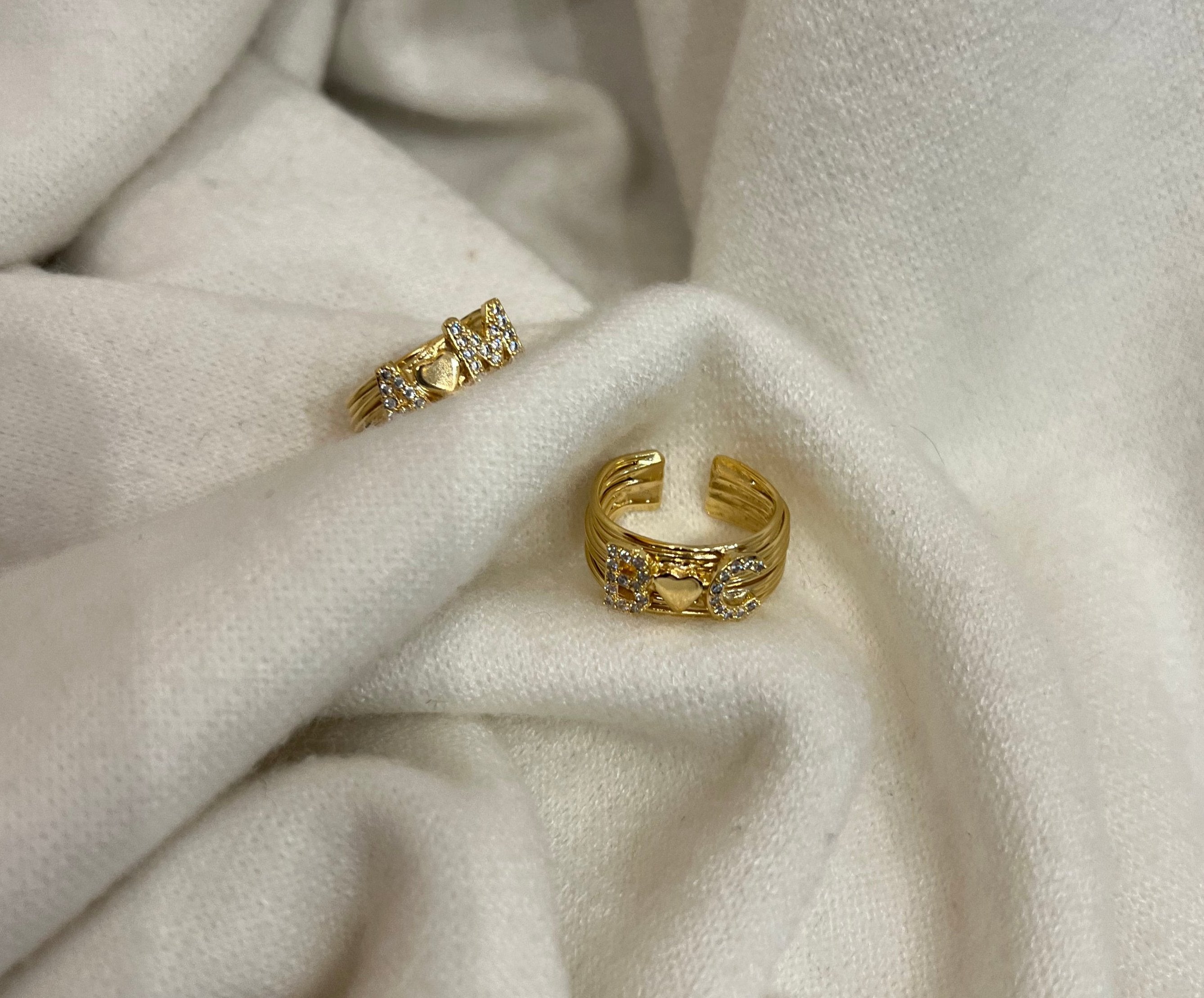 Anello Filo della Vita Lettere e Mini Heart