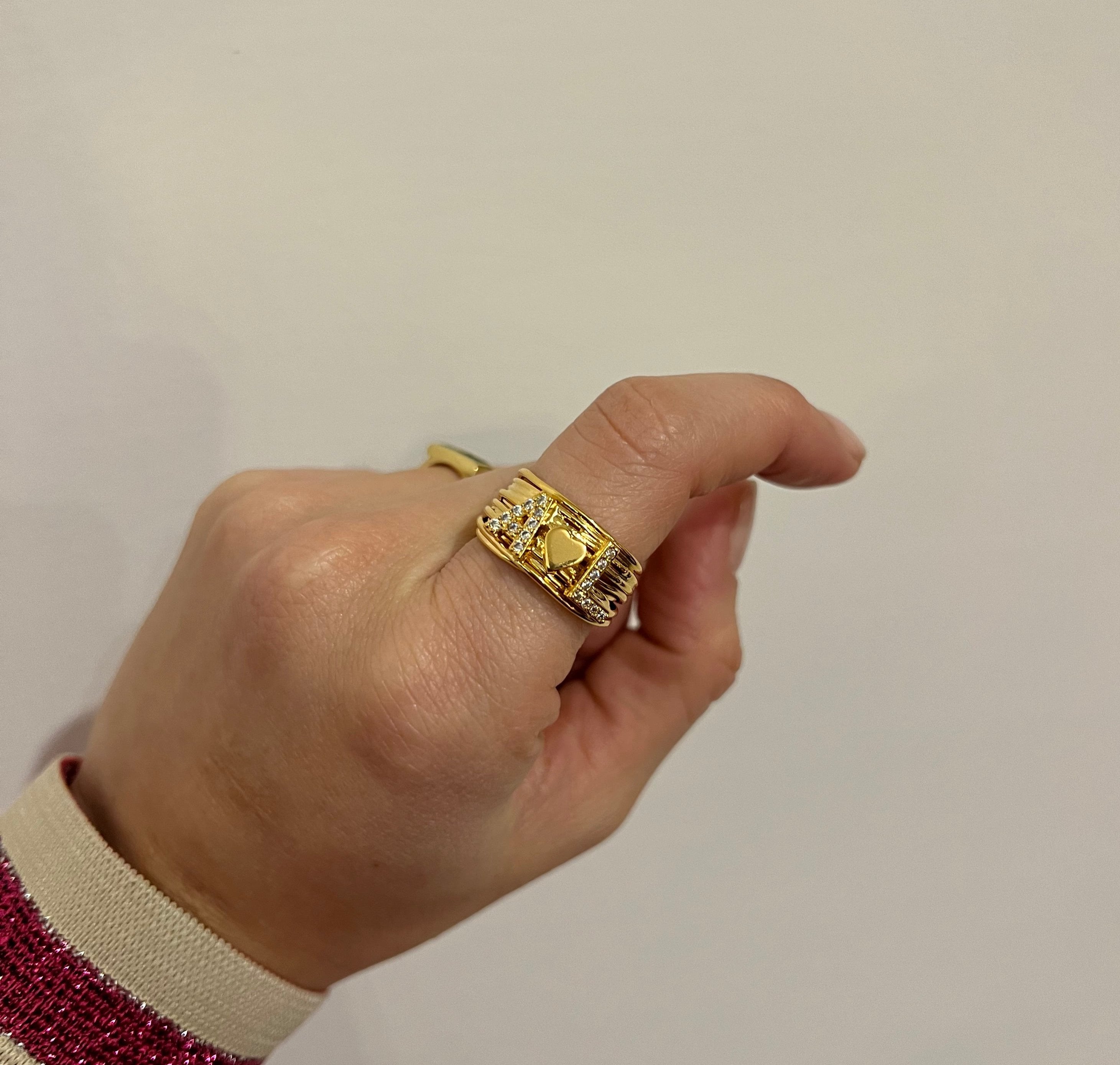 Anello Filo della Vita Lettere e Mini Heart