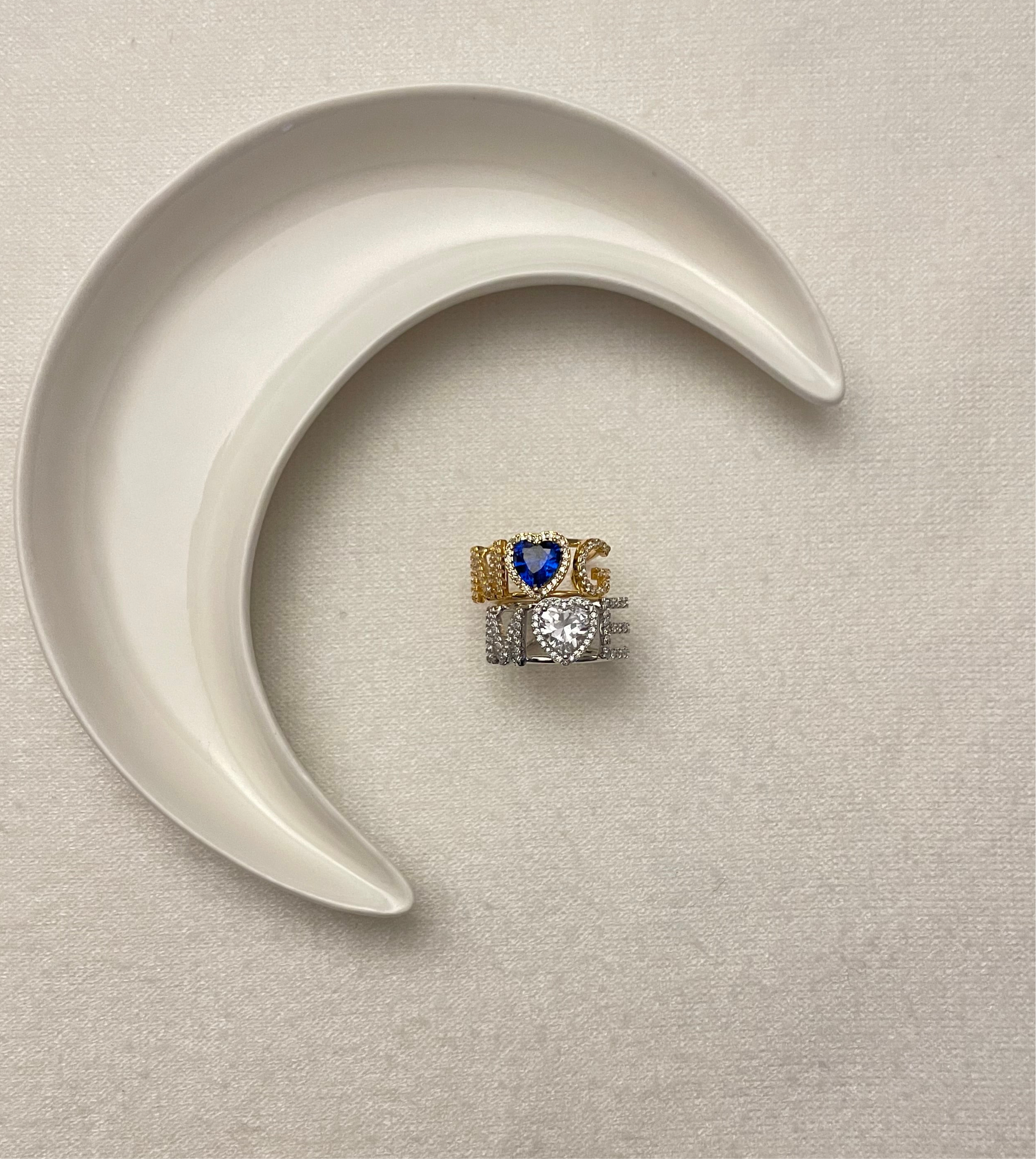 Two Letter Heart Ring