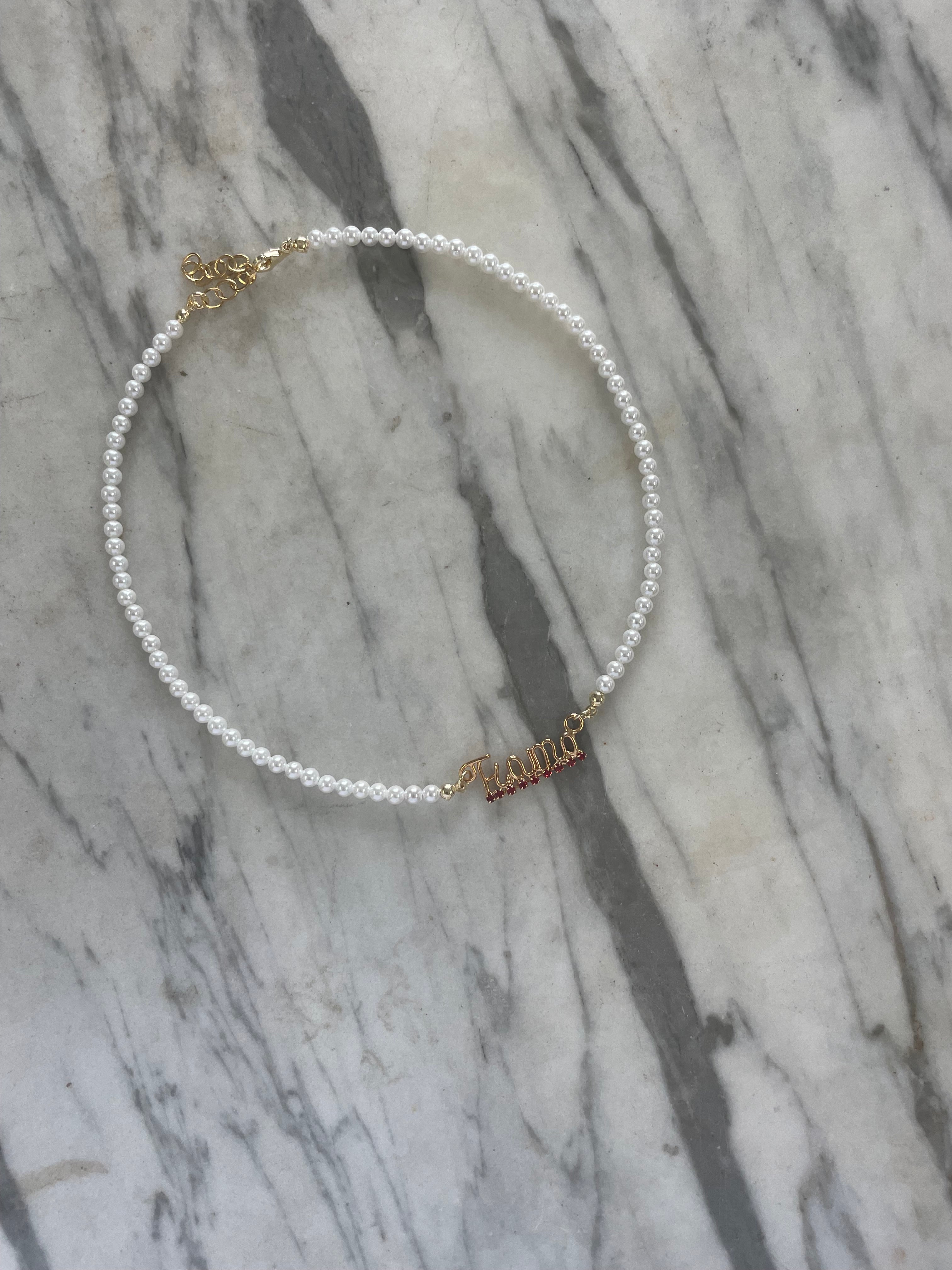 Collana Nome e Perle Wire