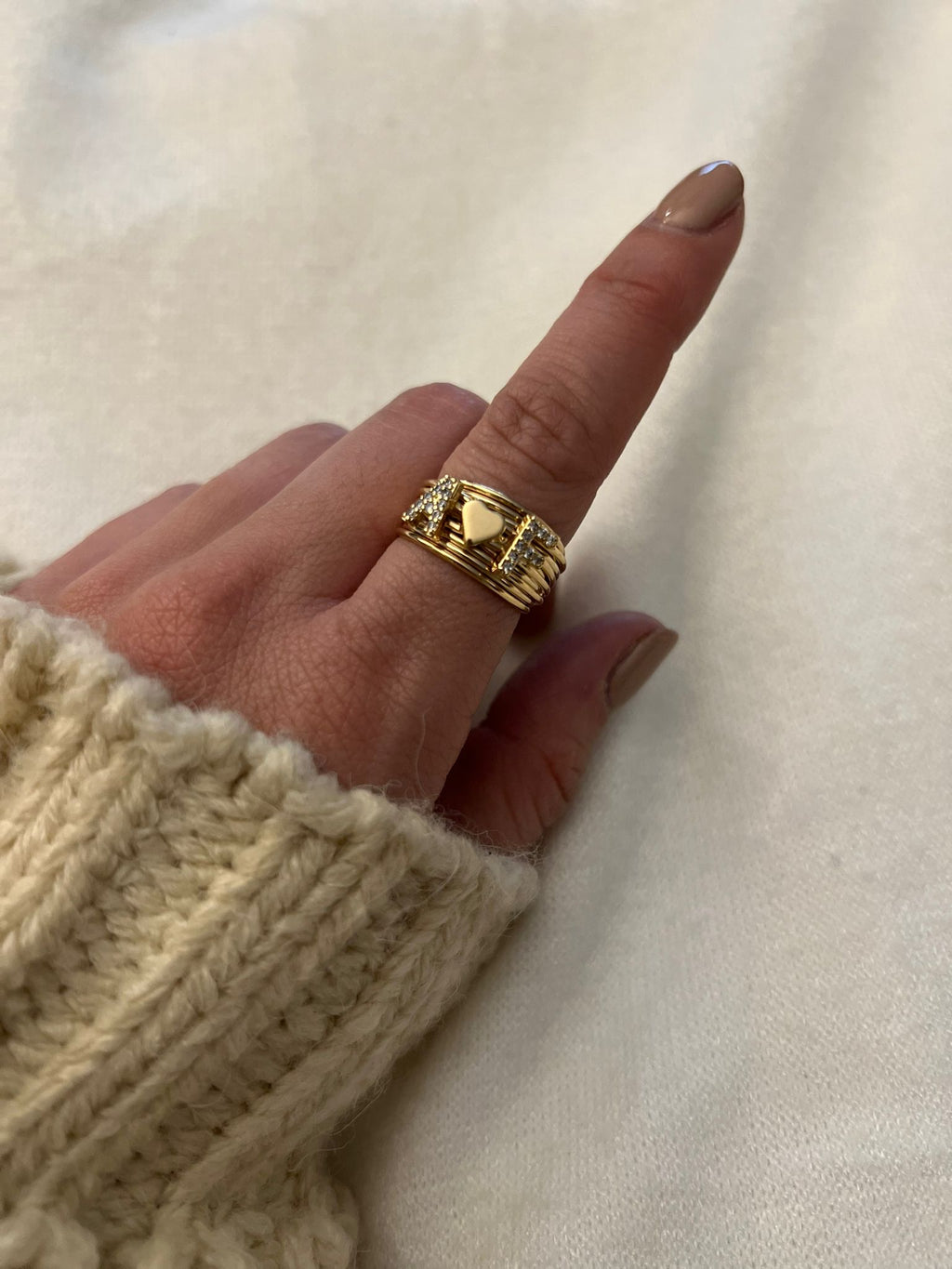 Anello Filo della Vita Lettere e Mini Heart