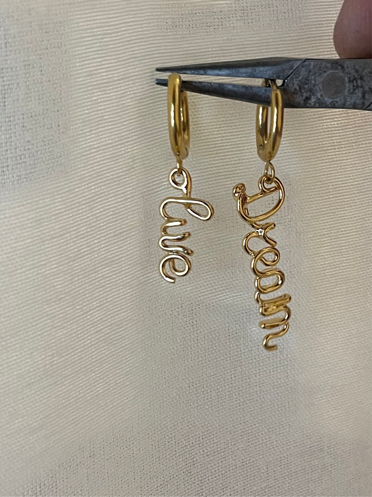 Wire Name Pendant Hoops