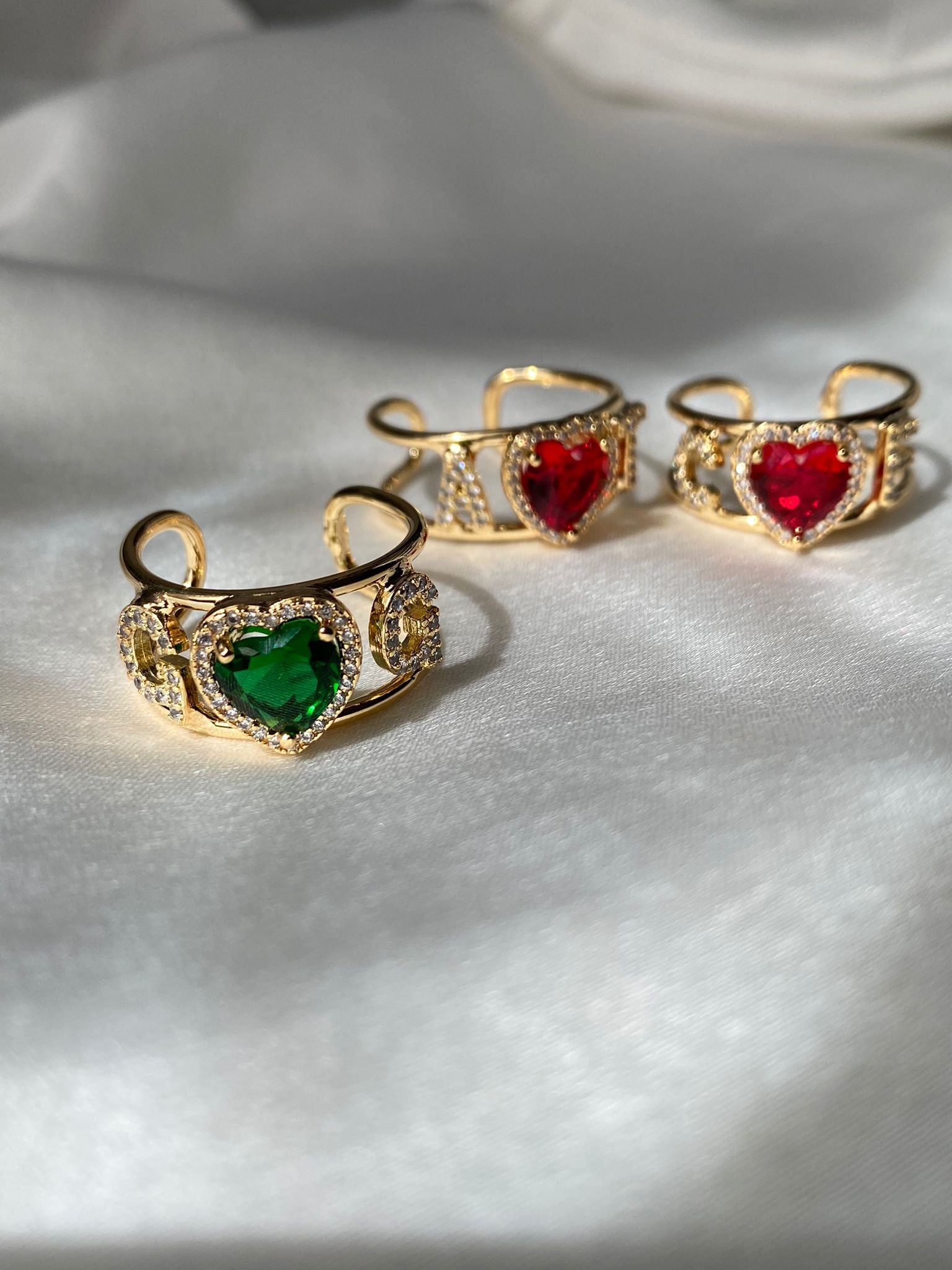 Two Letter Heart Ring