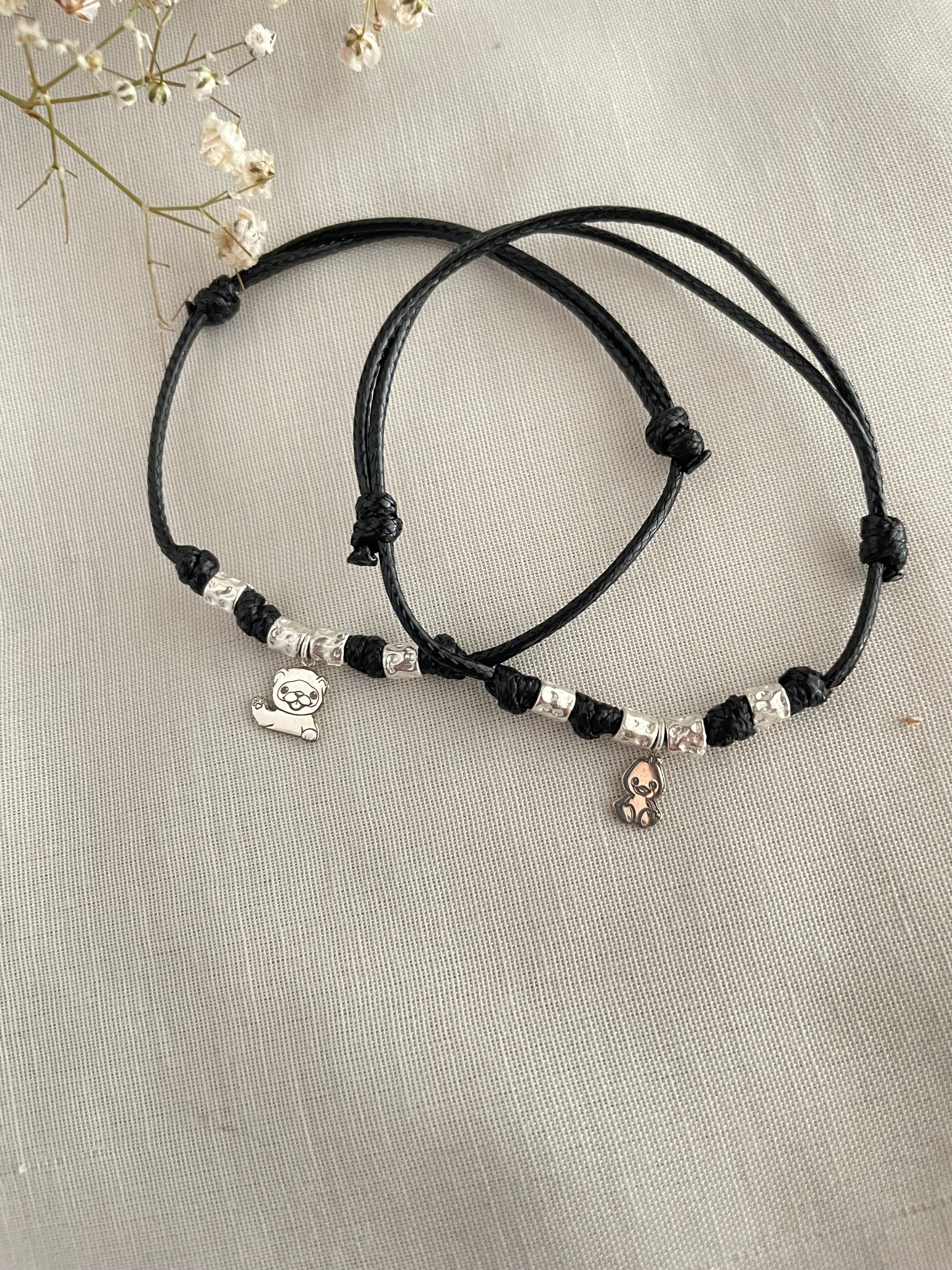 Bracciale Corda Pepite Ciondolo Personalizzato