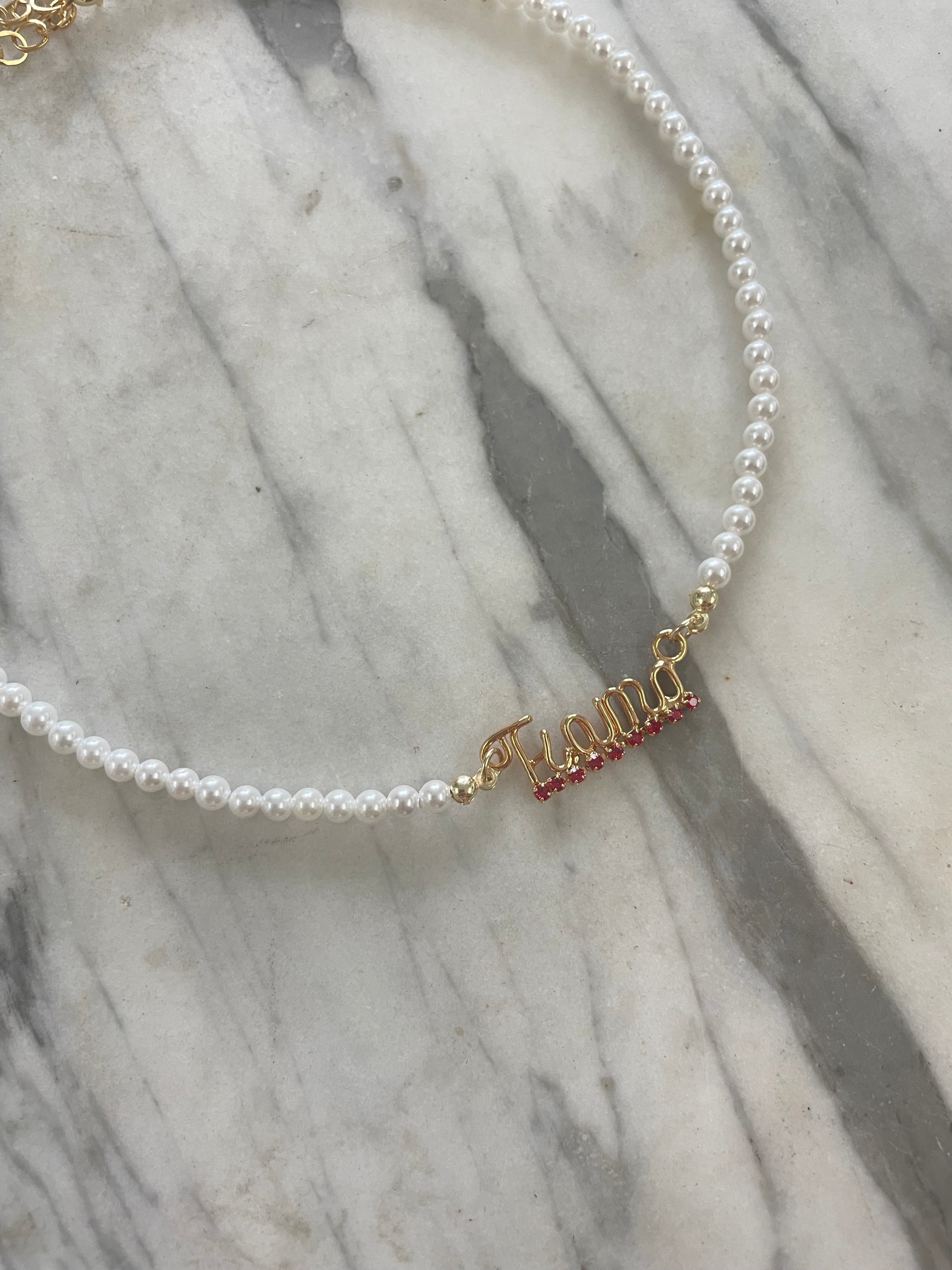 Collana Nome e Perle Wire